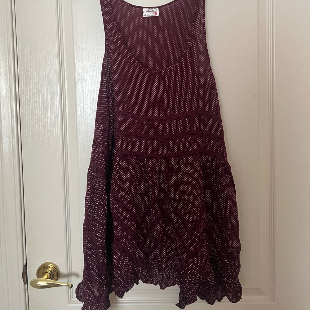Free People Maroon Trapeze Slip Dress